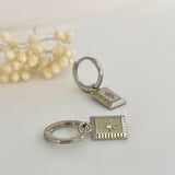 Starburst 925 Sterling Silver Rectangle Drop Dangle Earrings Silver A. Dangle Earrings