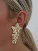 Yasmine Big Gold 3 Flower Earrings