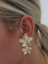 Yasmine Big Gold Double Flower Earrings
