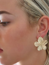 Yasmine Big Gold Single Flower Earrings