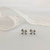 Bow CZ Stud Earrings SILVER