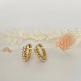Tiny Pearl Gold Huggie Hoop Earrings