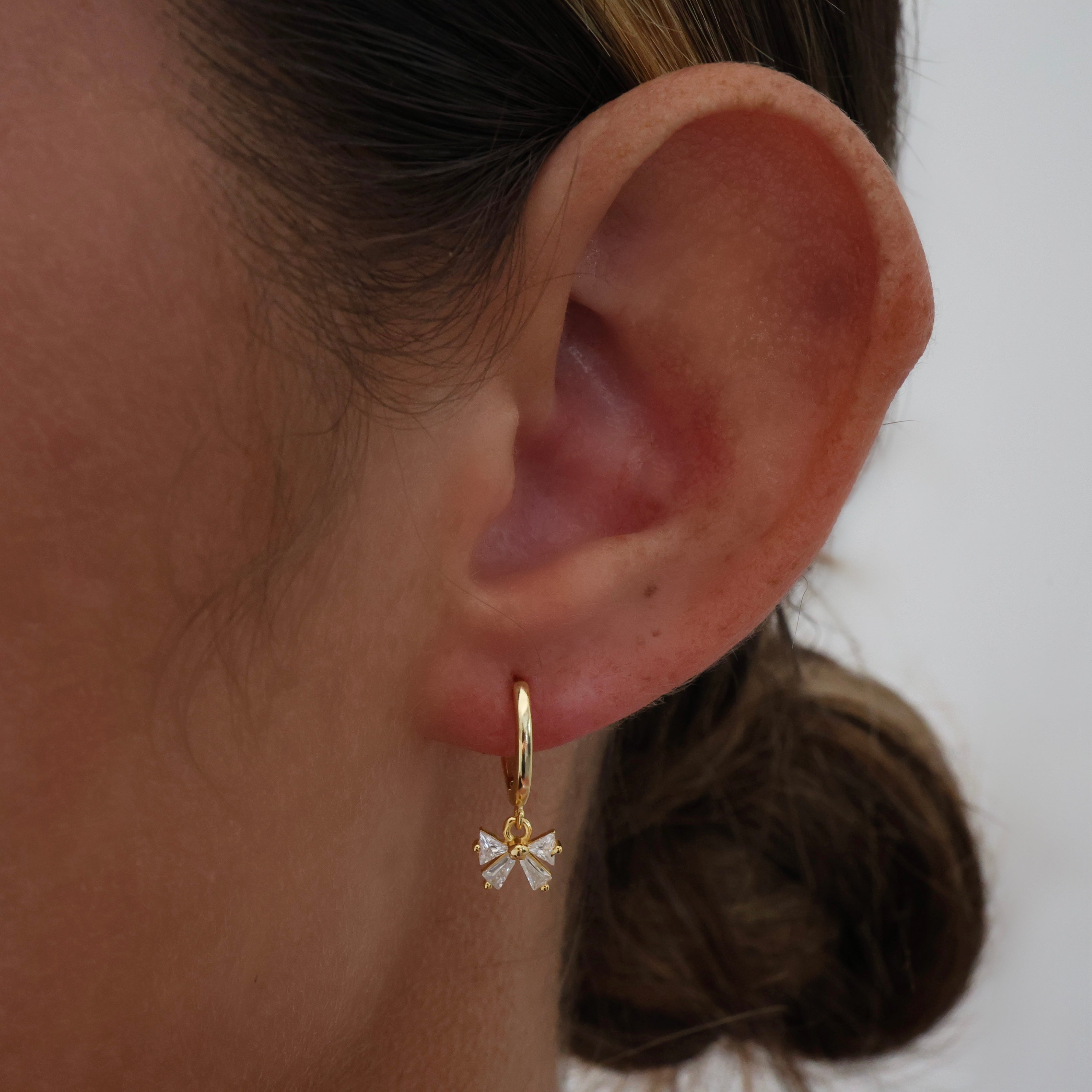 Nabi Bow Dangle Earrings Set GOLD