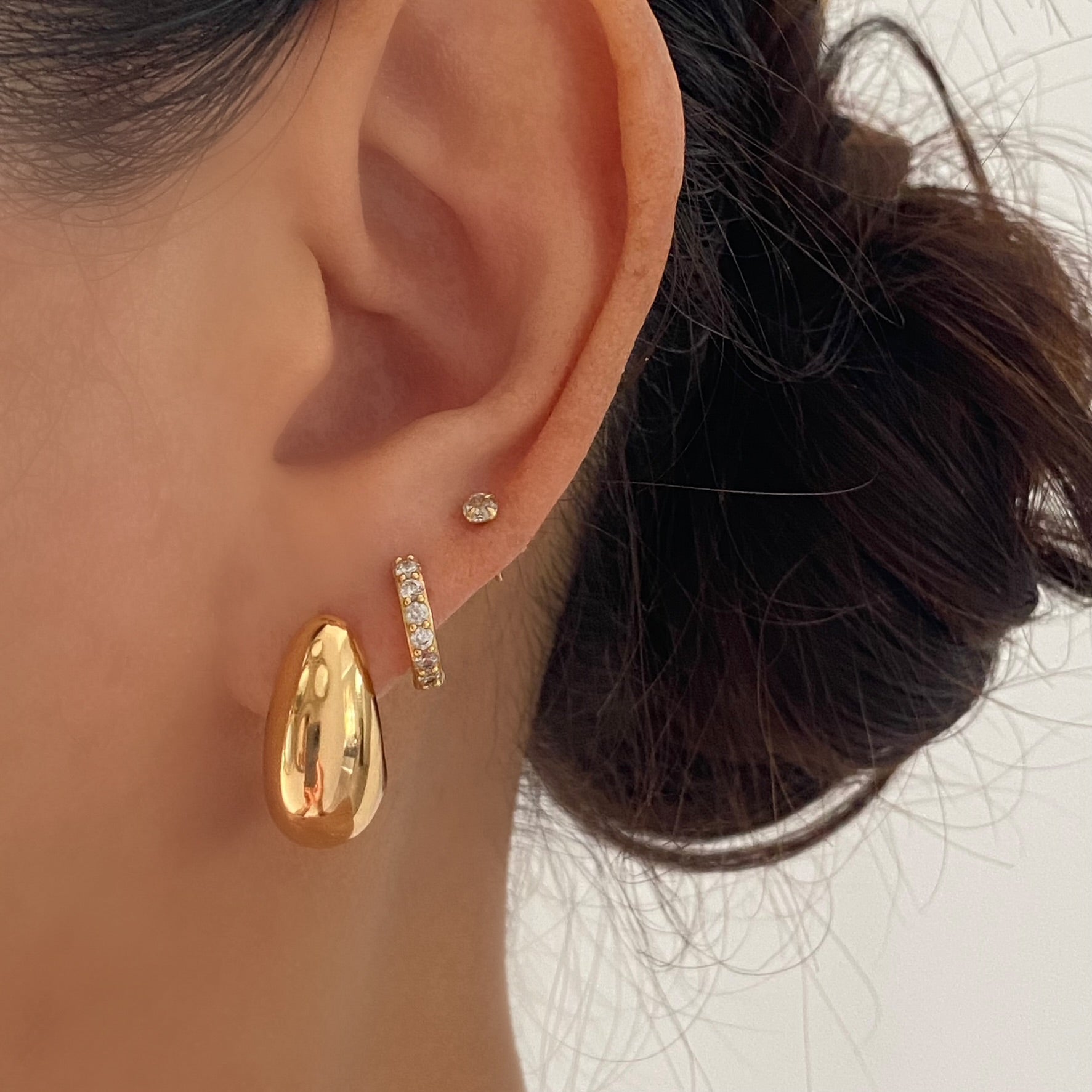 Gold Cresent Stud Earrings