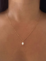 Natural Pearl Pendant Necklace - Stainless Steel