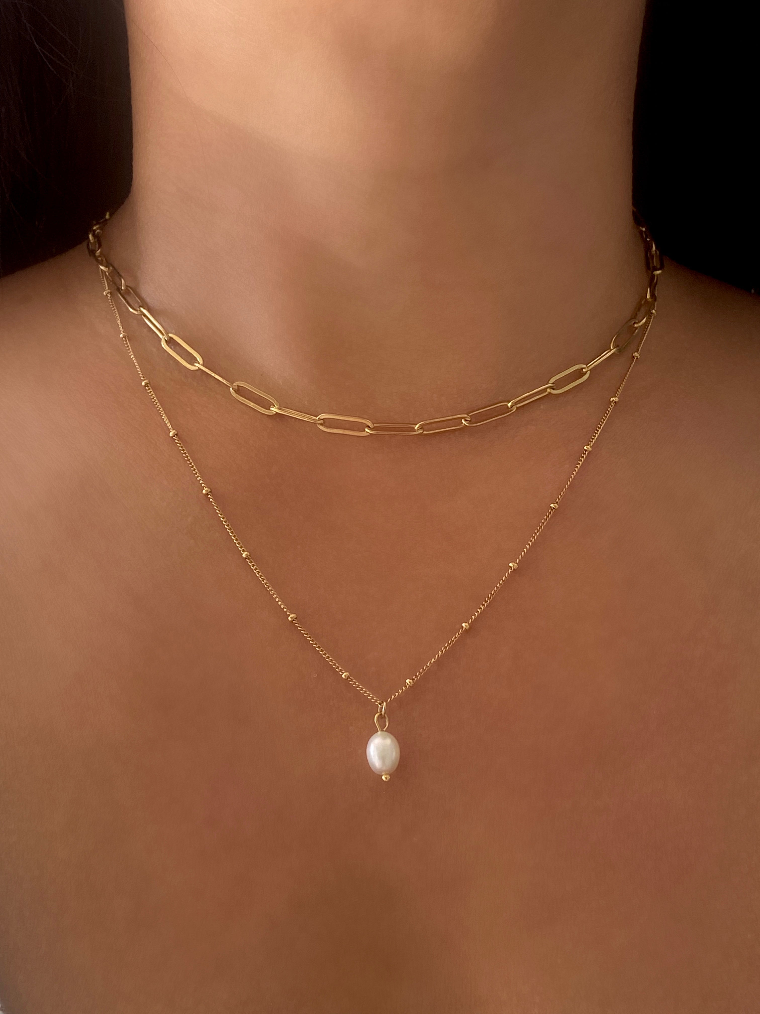 Natural Pearl Pendant Stainless Steel Necklace