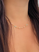 Pearl Beads Layering Dainty Thin Gold Necklace