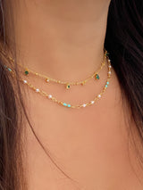 Pearl Beads Layering Dainty Thin Gold Necklace