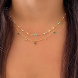 Pearl Beads Layering Dainty Thin Gold Necklace