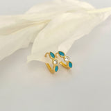 Turquoise Marquise Gold Huggie Hoop
