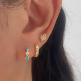 Turquoise Marquise Gold Huggie Hoop