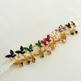 Butterfly CZ Dangle Gold Earrings