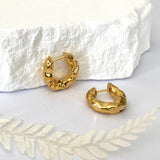 Hammered Thick Hoop Earrings Gold