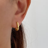 Hammered Gold Rectangle Hoop Earrings