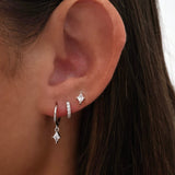 Mia Huggie CZ Dangle SILVER Earring Gift Set