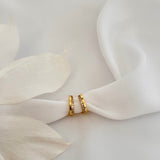 Gold Hoop One Side Pave Earrings