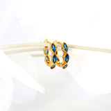 Blue Marquise Hoop Earrings Gold B. Huggie Hoop