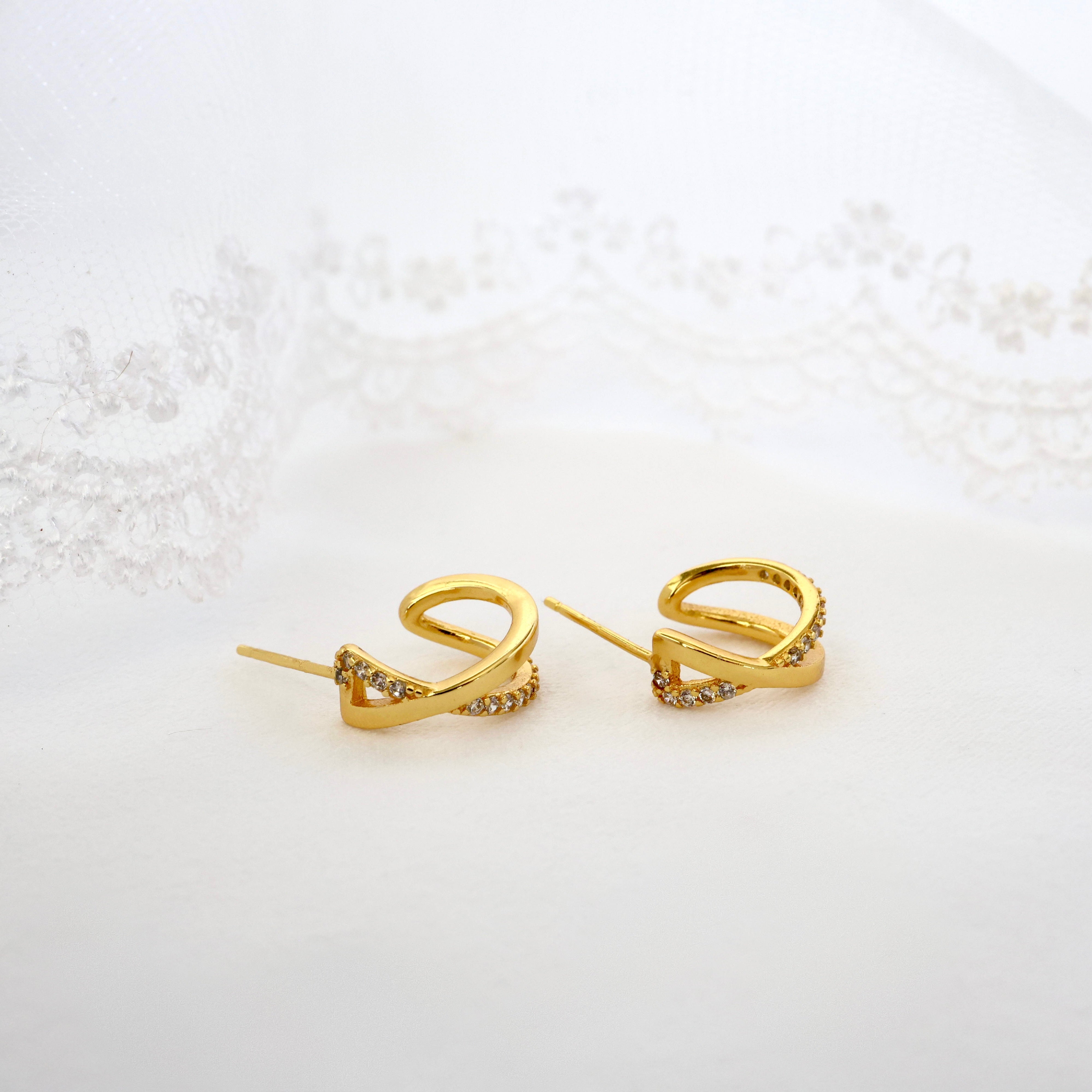 Jessica X Cross Hoop Earrings GOLD