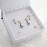 Ines Blue Lagoon Dangle Earring SILVER v2 A + B + C with a Box