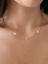 Bess Golden Clover Necklace - Stainless Steel