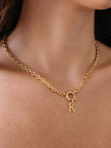 Rosetta Bold Chain A-Z Letter Pendant Necklace - Stainless Steel