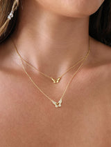 Asrai Butterfly Double Layered Necklace - Sterling Silver-Gold