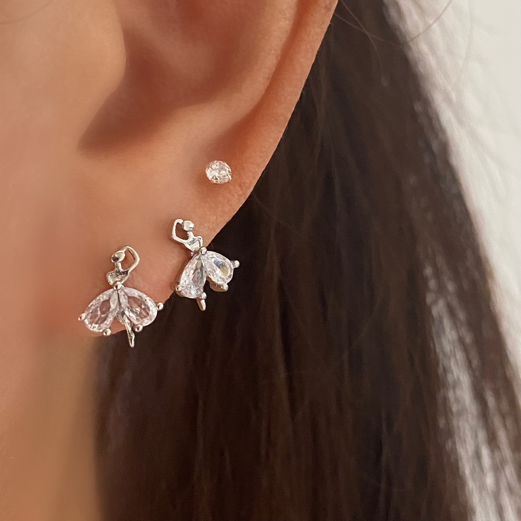 Ballerina Stud Earrings in Sterling Silver
