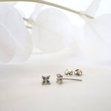 Twisted Vine Silver Huggie Hoop Earrings B. 4 Clover Stud