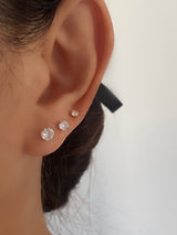 925 Sterling Silver Cubic Gold Stud, Dainty Diamond Cubic Stud, Basic Stud Earrings