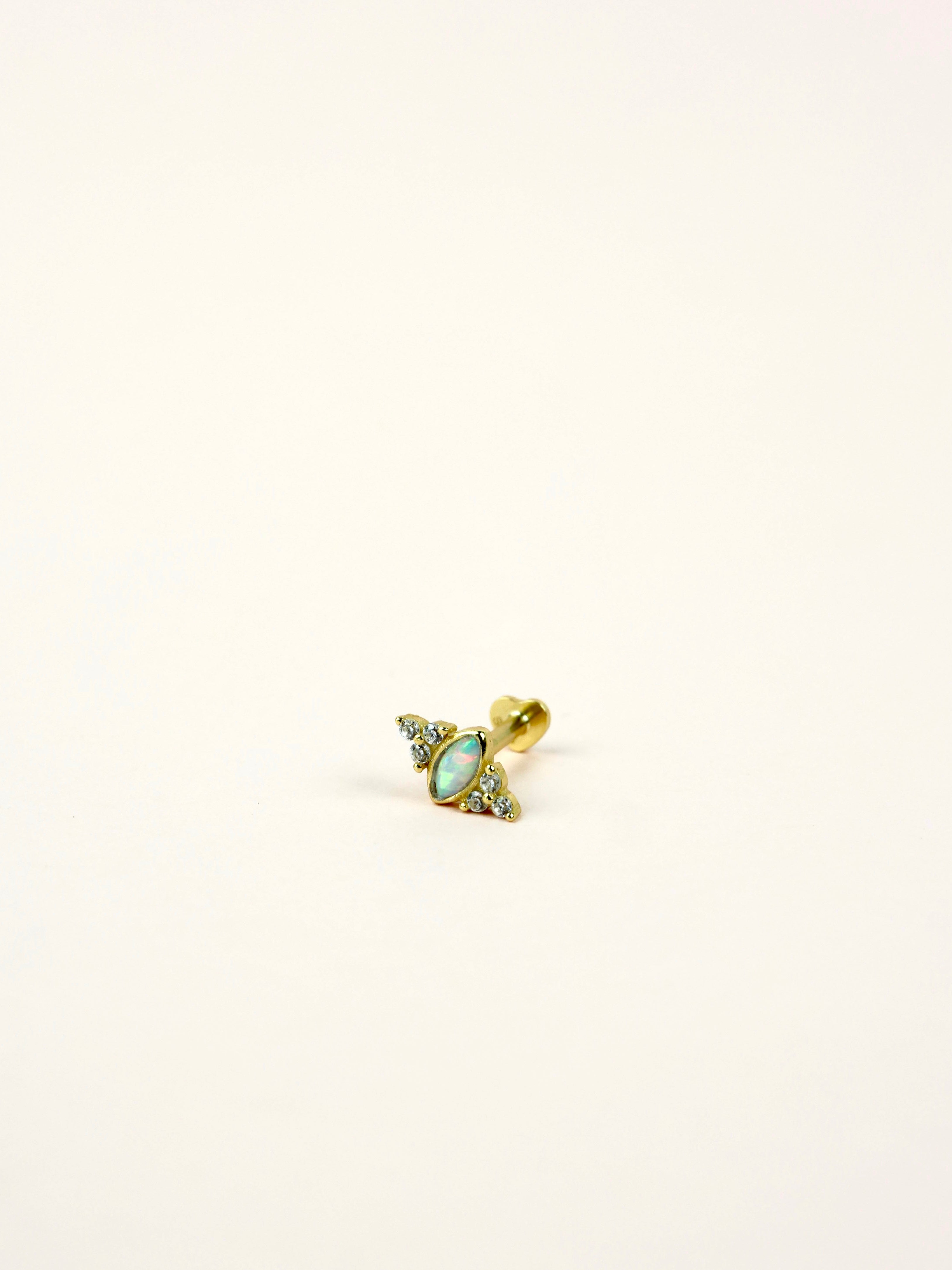 Rana Opal Screw Flat Back Helix Stud Earring Gold- 1 piece