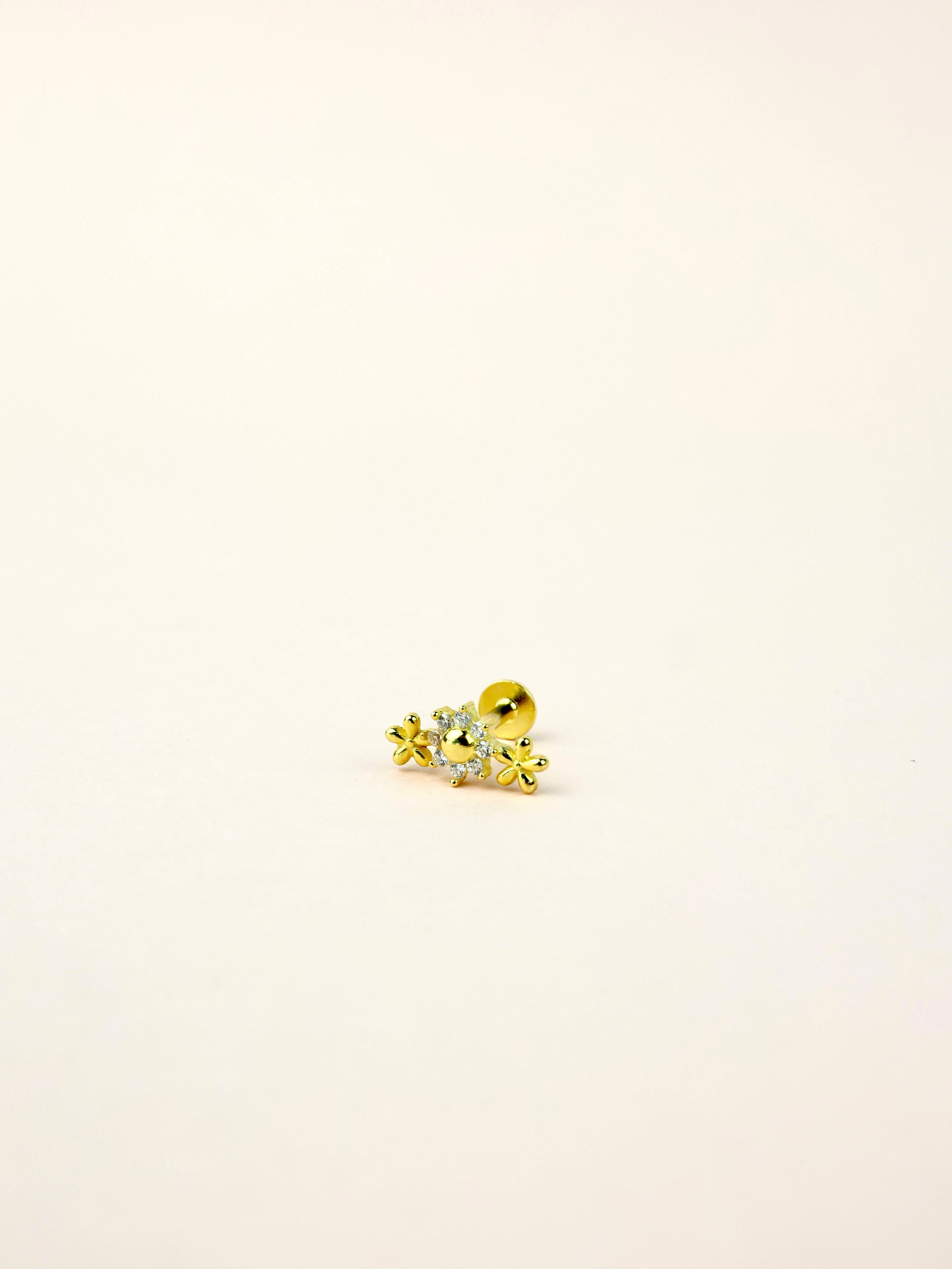 Mooni Screw Flat Back Helix Stud Earring Gold- 1 piece