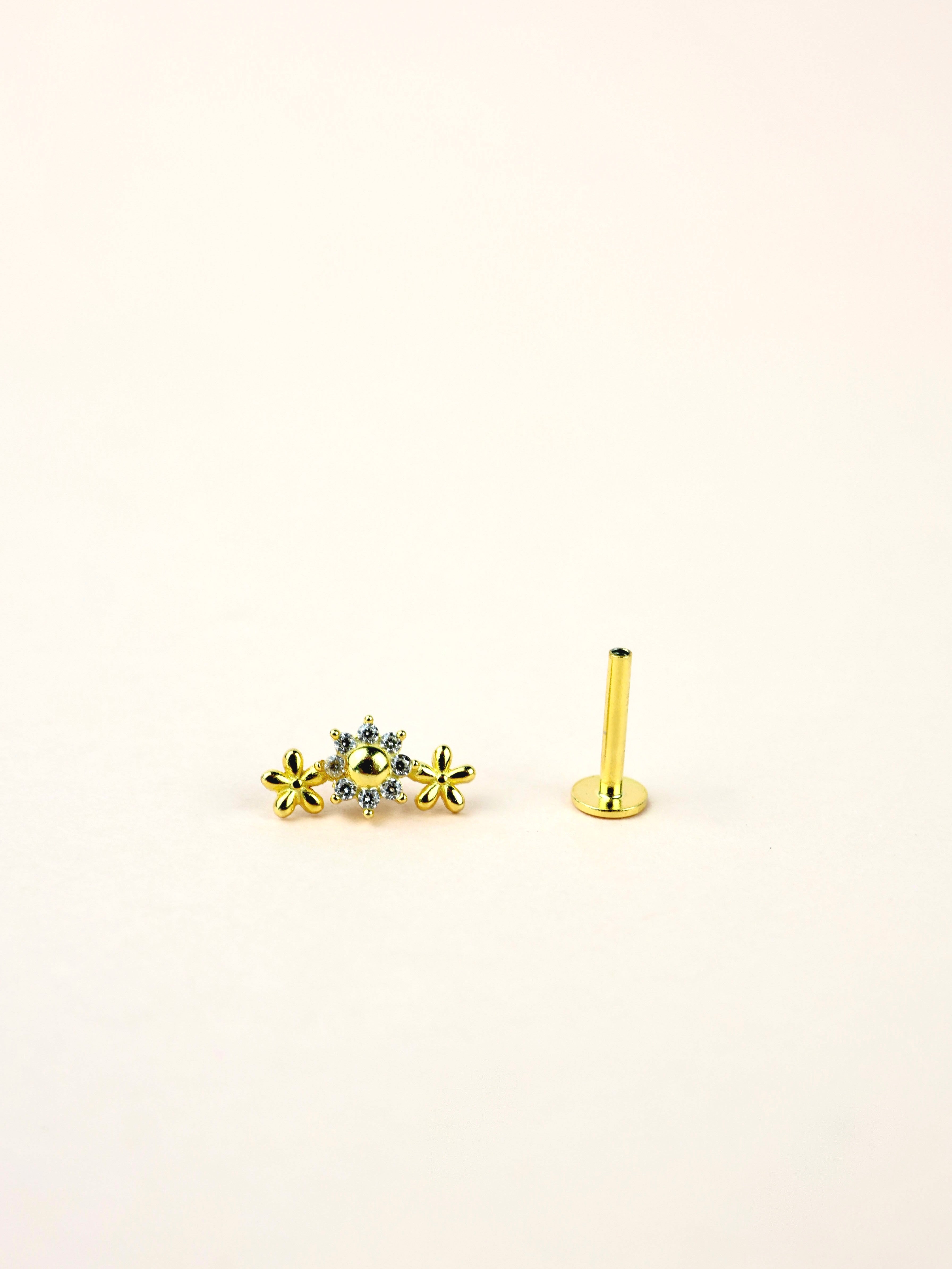 Mooni Screw Flat Back Helix Stud Earring Gold- 1 piece