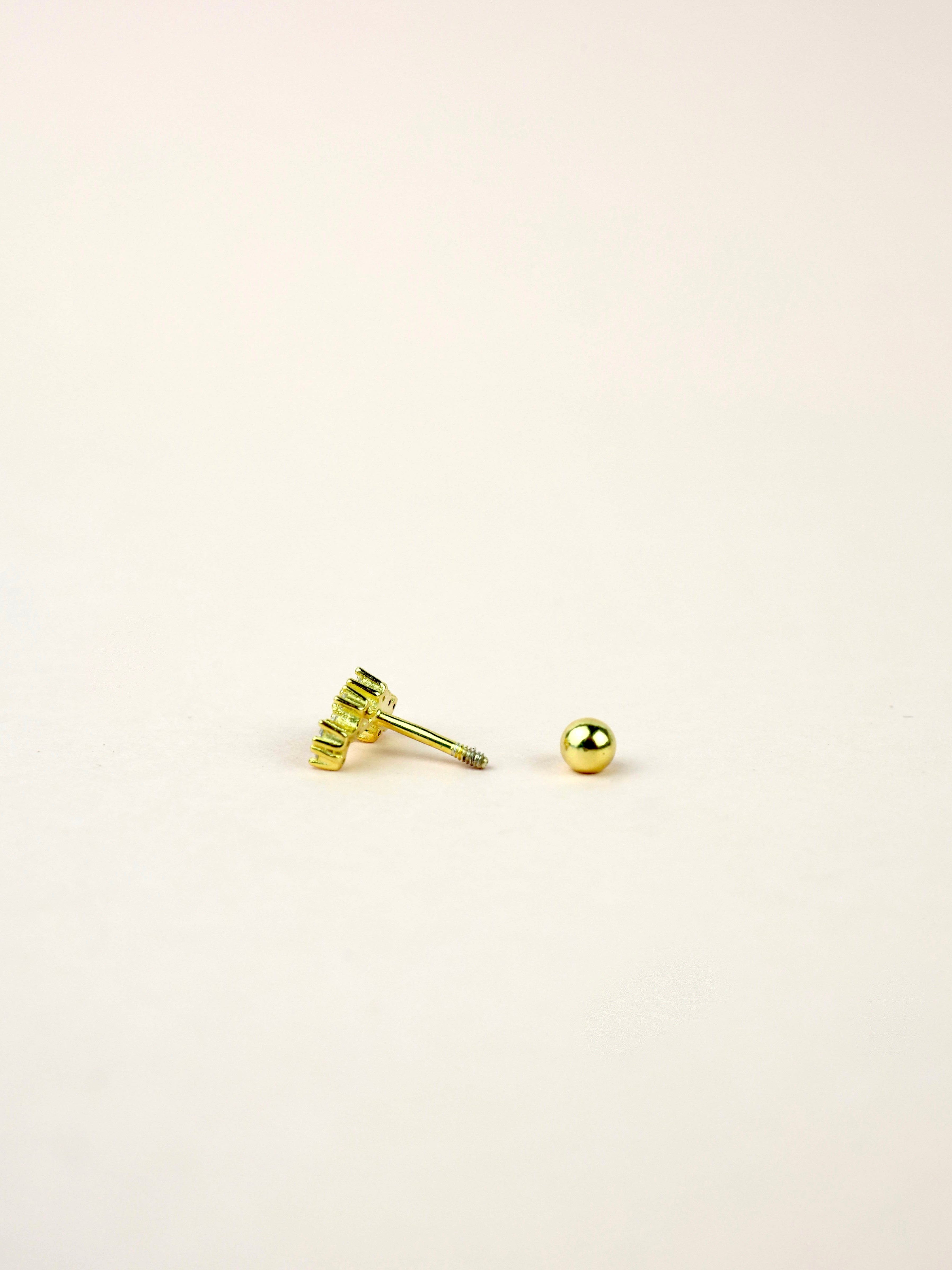Daisy Ball Screw back Helix Stud Earring GOLD