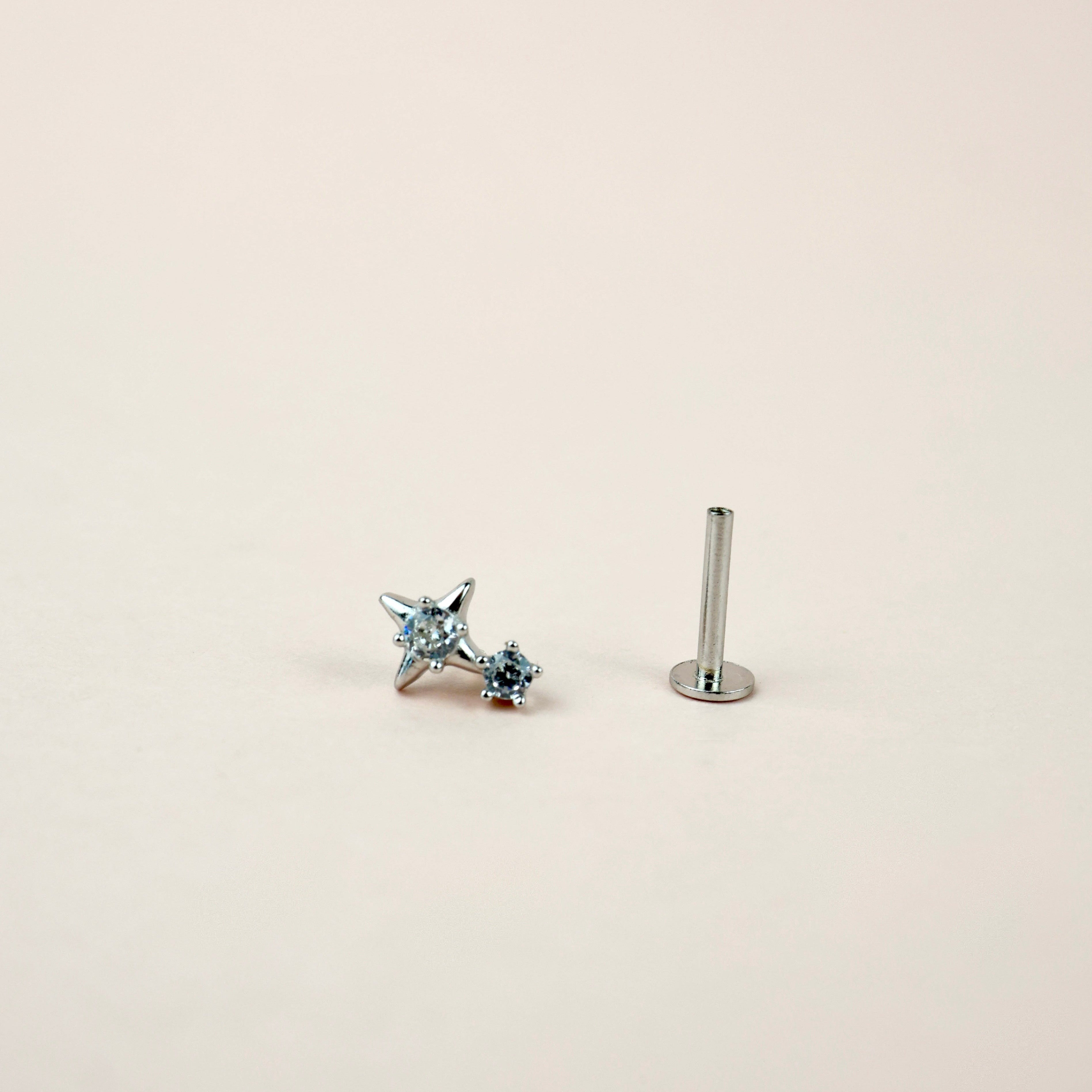 Star Screw Flat Back Helix Stud Earring SILVER- 1 piece