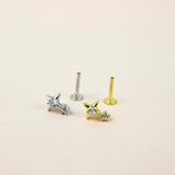 Star Screw Flat Back Helix Stud Earring SILVER- 1 piece