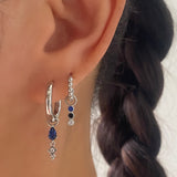 Blue Teardrop Dangle SILVER Earring Stacks
