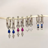 Blue Teardrop Dangle SILVER Earring Stacks