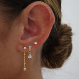 Gold Chain CZ Drop Ear Stack