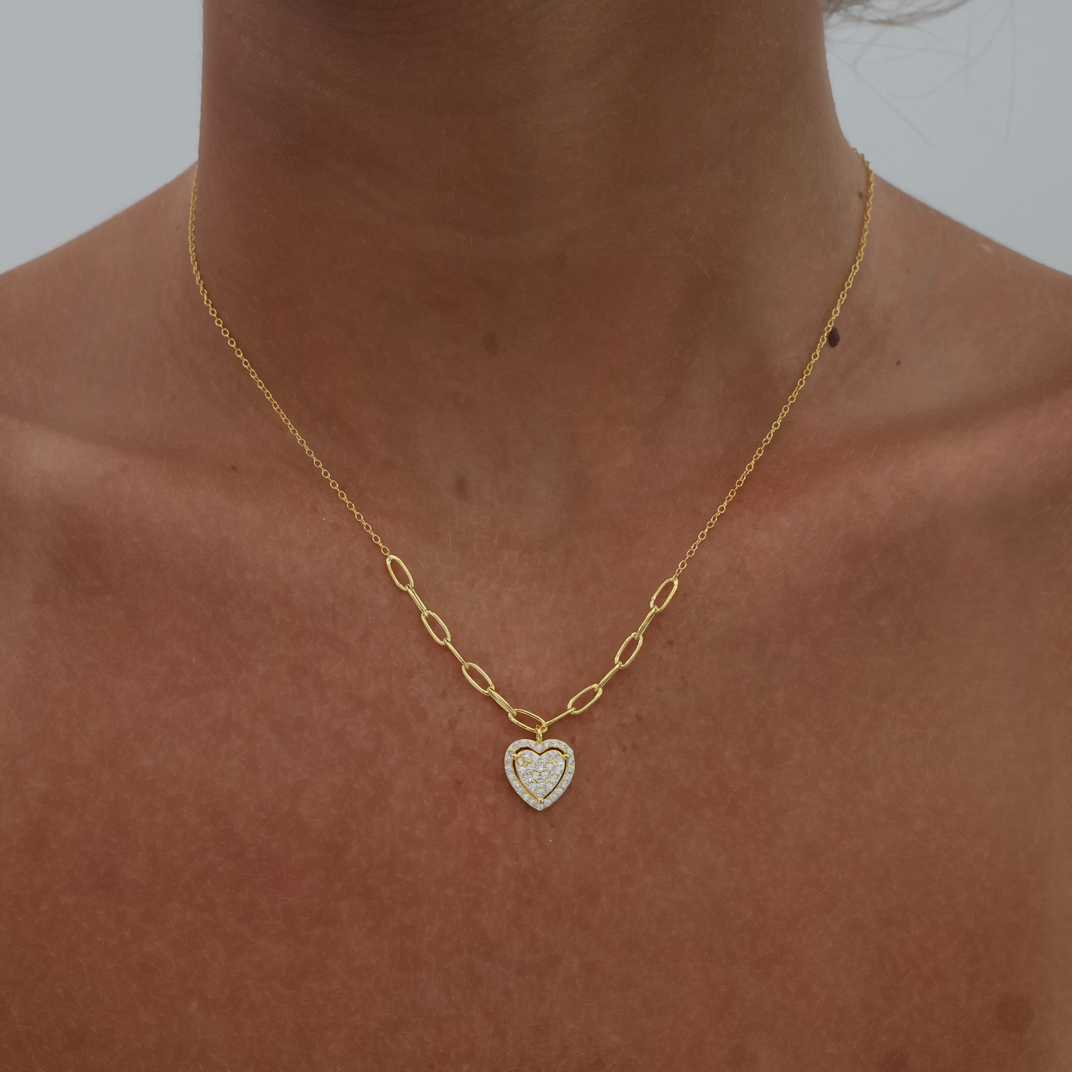 Dazzling Love Heart Gold Necklace