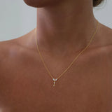 Crystal Pendant Gold Dainty Necklace Sterling Silver