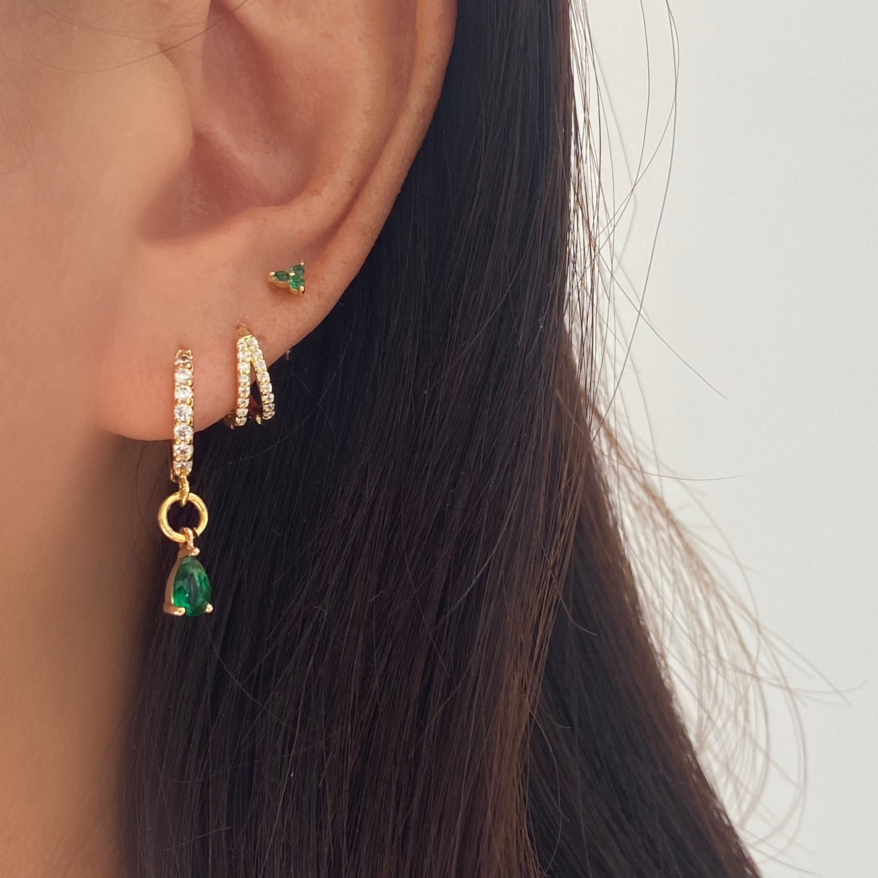 Diamond Cubic Teardrop Earrings – Paved Hoop