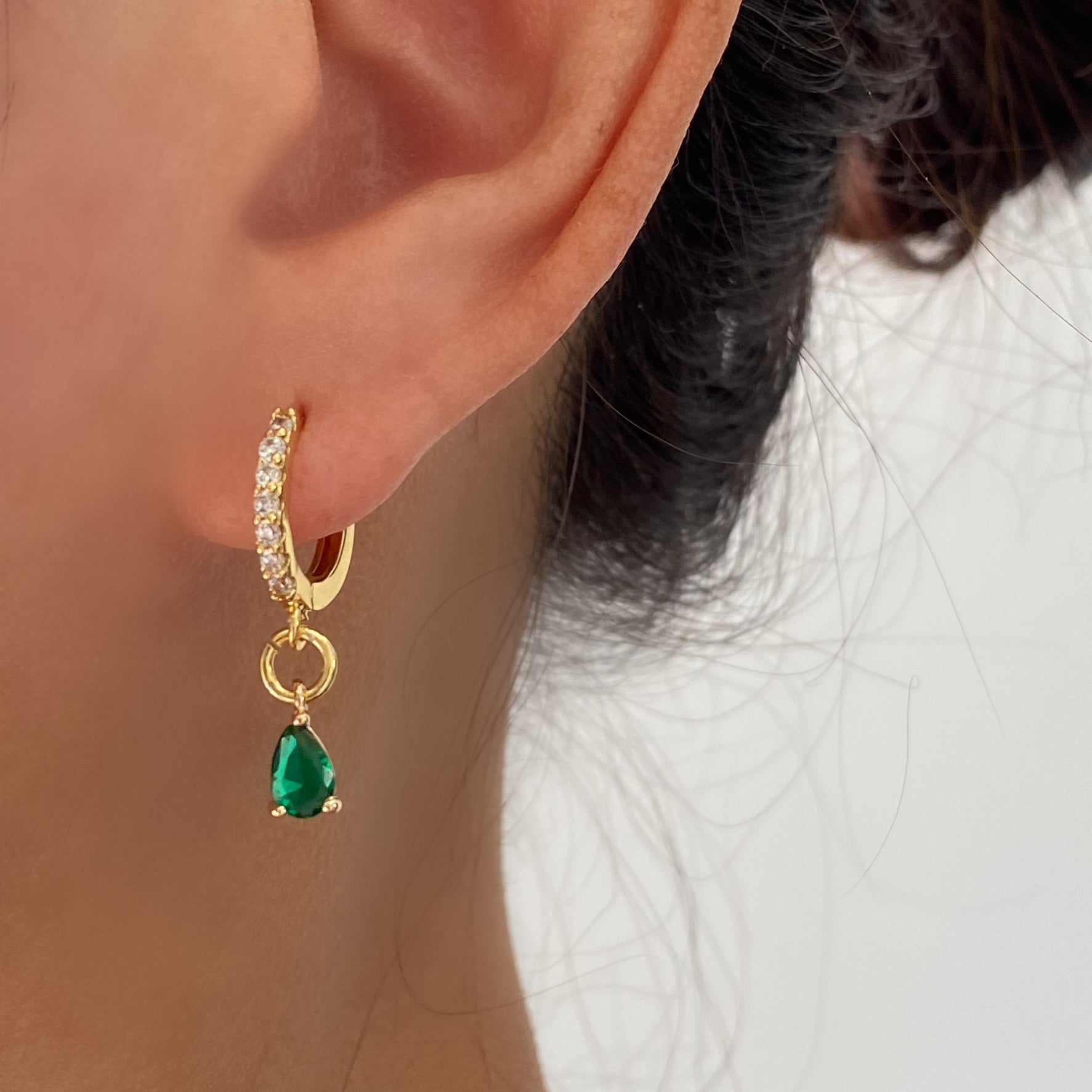 Diamond Cubic Teardrop Earrings – Paved Hoop