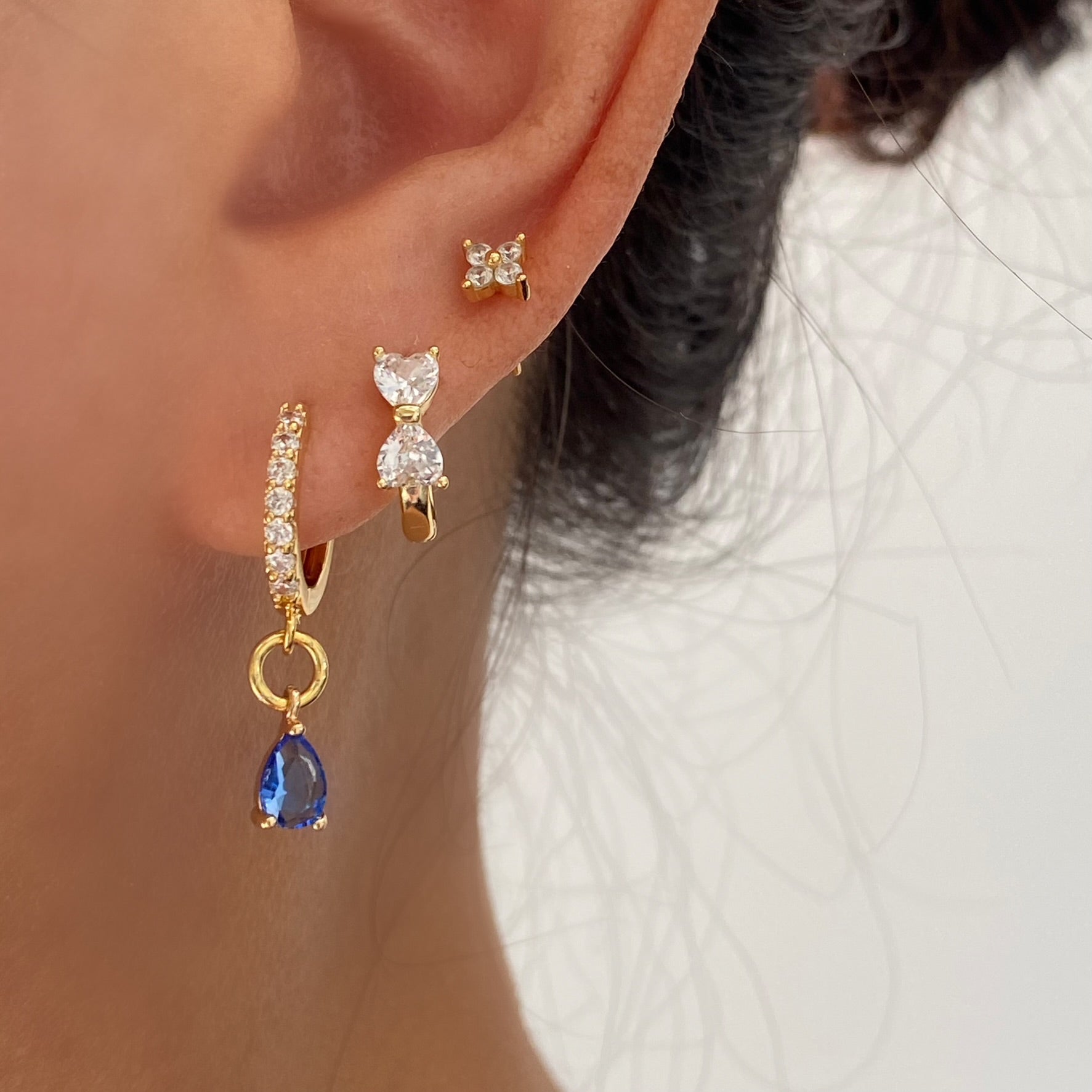 Diamond Cubic Teardrop Earrings – Paved Hoop