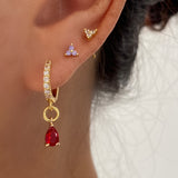 Diamond Cubic Dangly Earrings- Paved Hoop