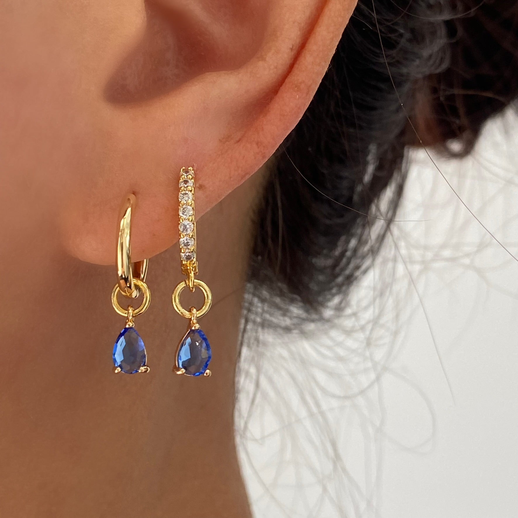 Diamond Cubic Teardrop Earrings – Paved Hoop