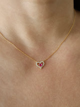Pink Heart Sterling Silver Necklace - Gold