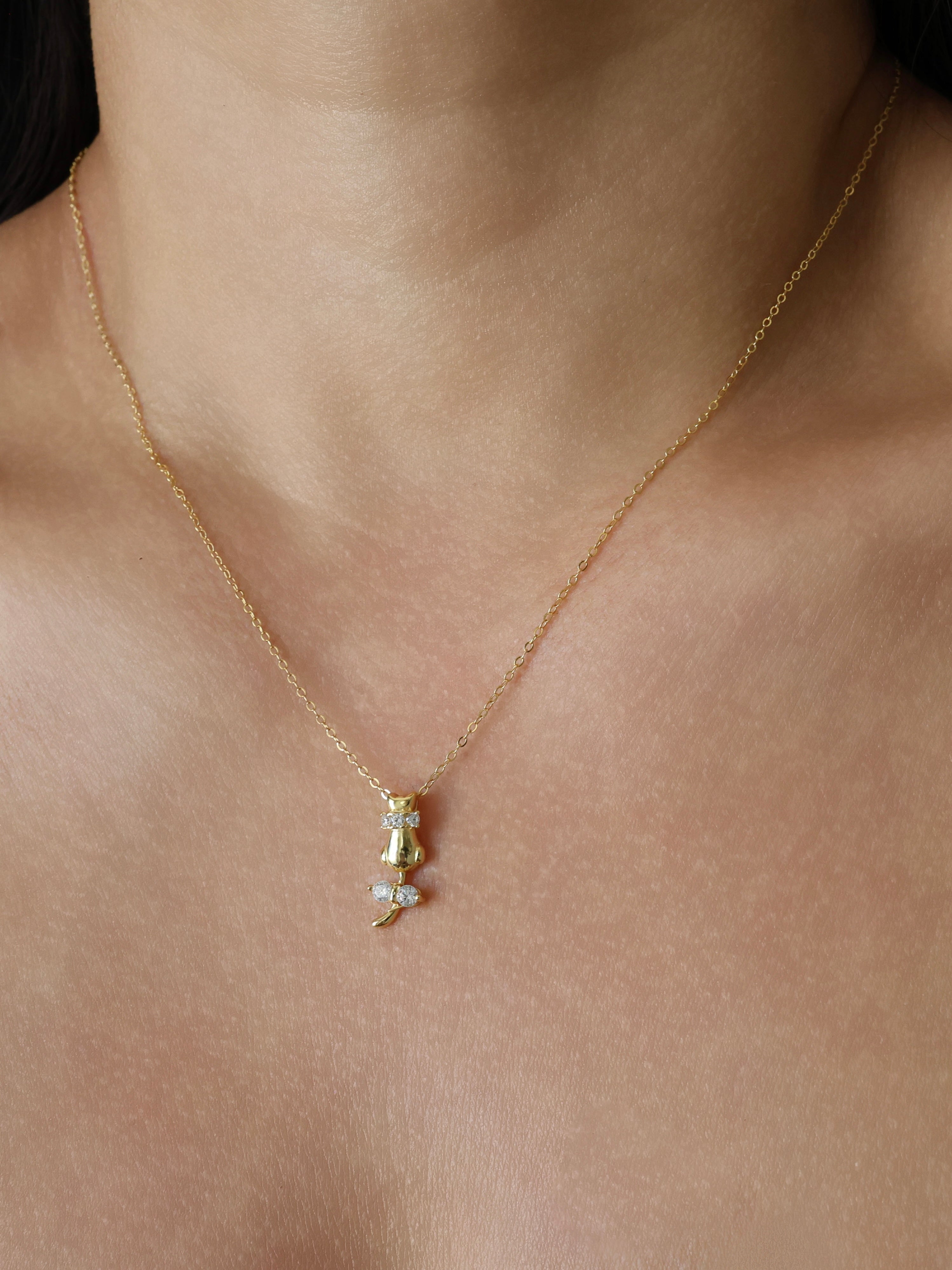 Pussycat Sterling Silver Necklace - Gold