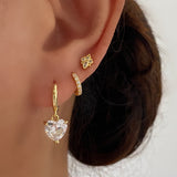 CZ Love Heart Dangle Drop Earrings