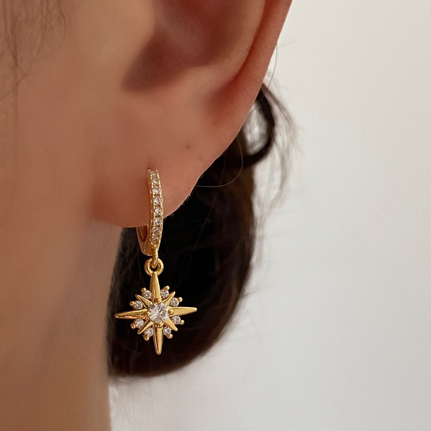 North Star Gold Dangle Earrings
