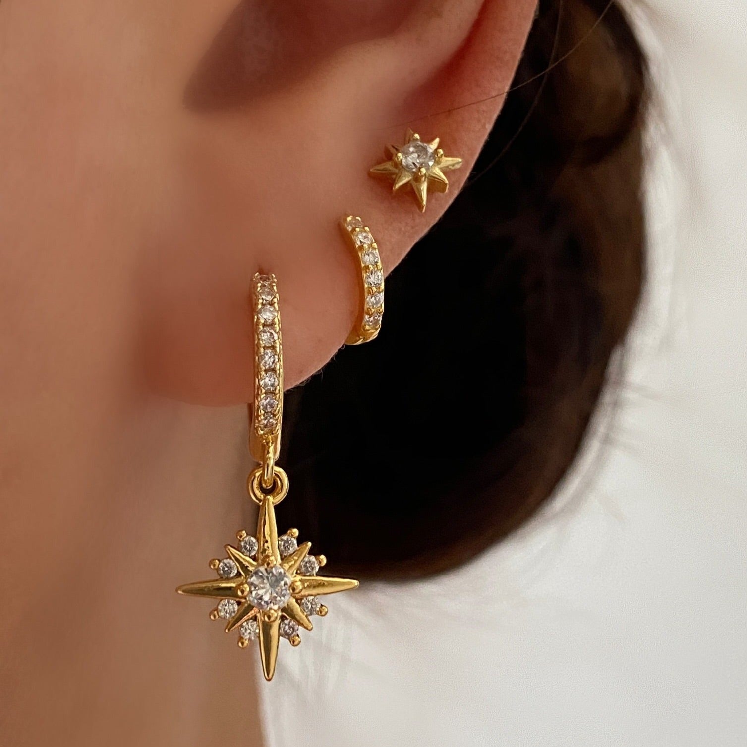 North Star Gold Dangle Earrings